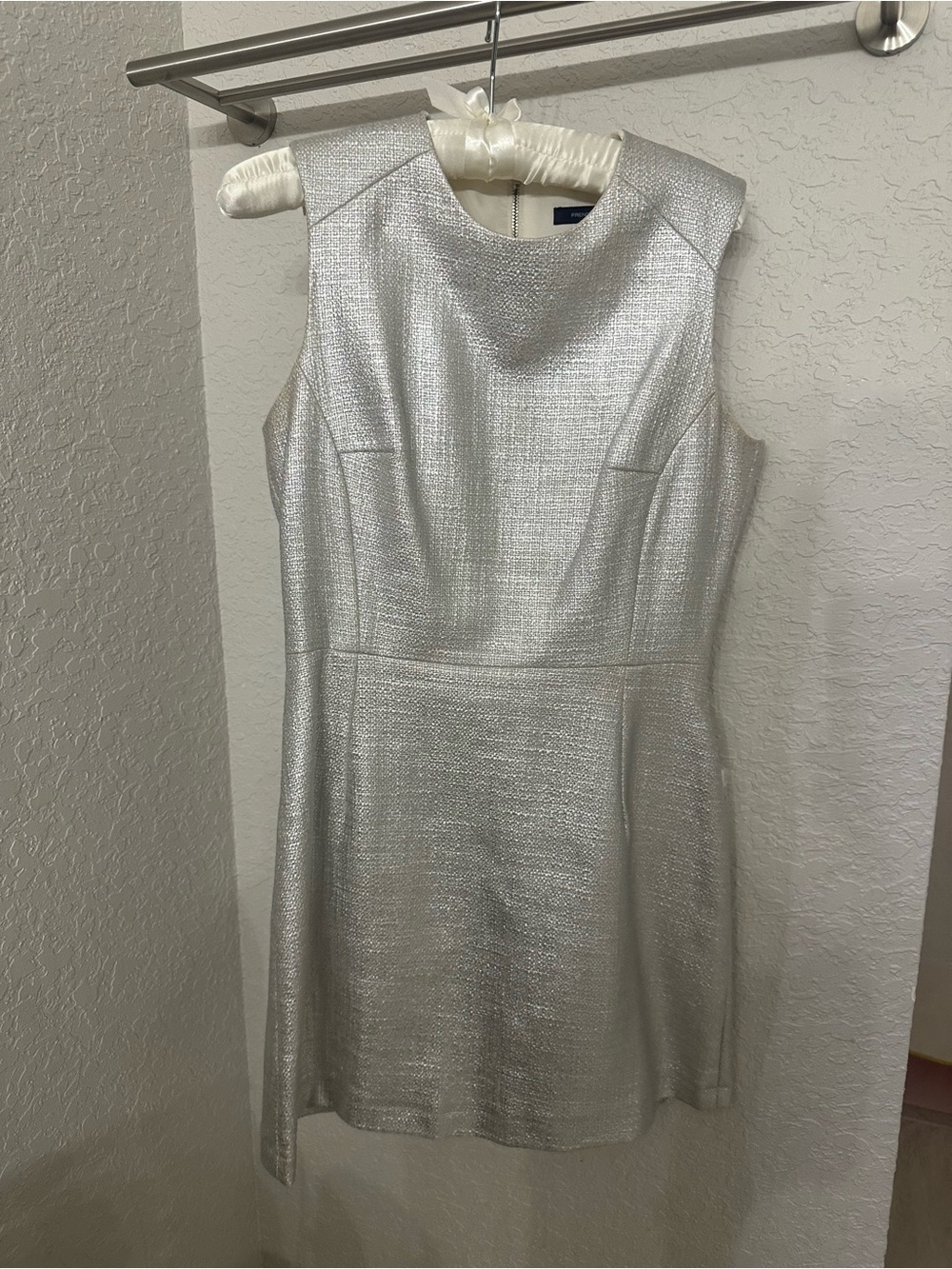 French Connection Metallic Silver Sleeveless Mini Dress